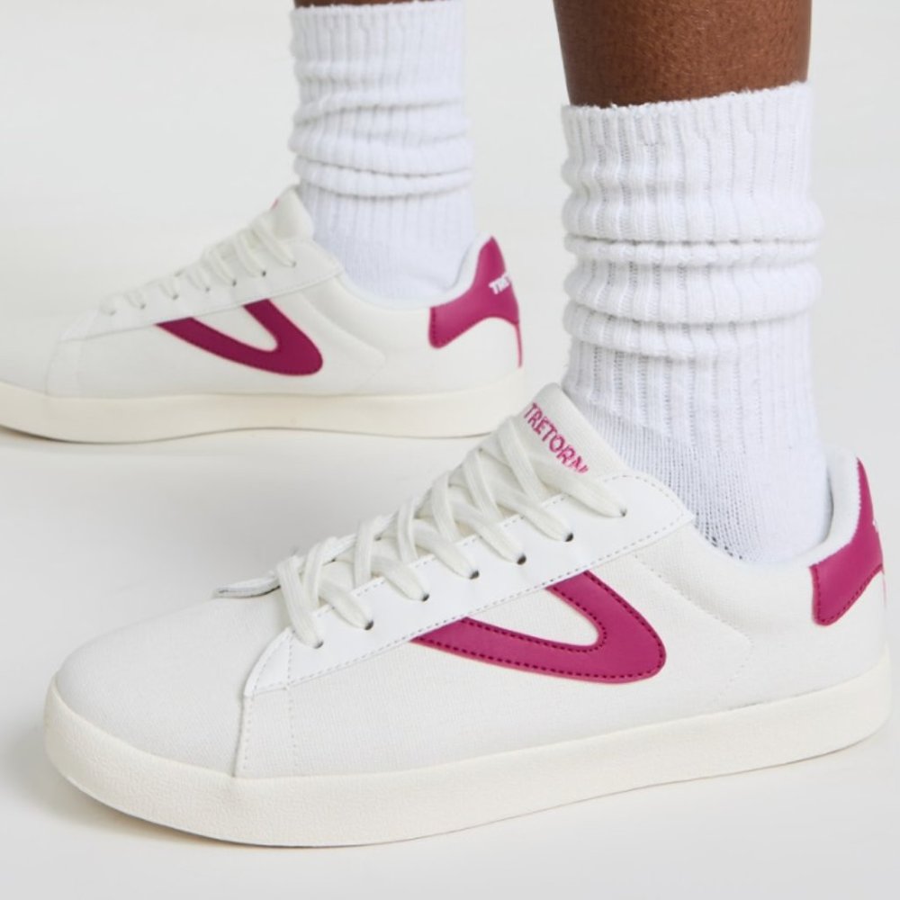 Tretorn | White and Berry Blucher Sneaker | Size 9 Women's